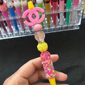 Pink and Yellow CC Beaded Pen